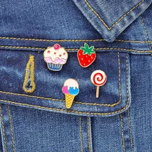 AliExpress стиль Мороженое леденец торт клубничное масло капля Брошь сплав корсаж значок