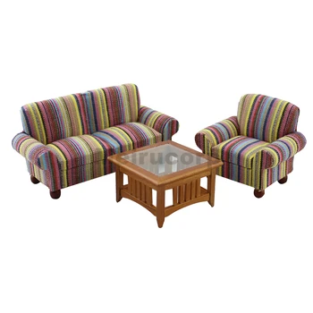 

Dollhouse 1:12 scale Miniature furniture living room elegant chair Sofa 3pcs set