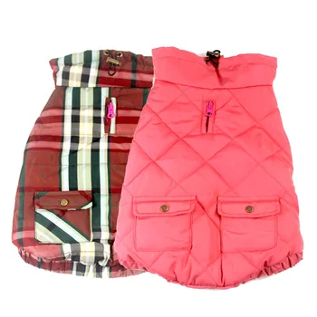 

Autumn and Winter Fragrance Style Dog Vest Cute Plaid Dog Clothes Two Feet Warm Winter Pet Clothing Bulldog Coat