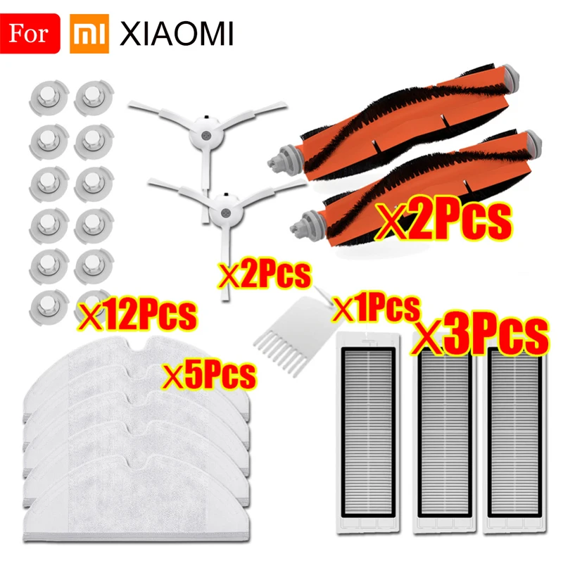 

Mop Cloths Wet Mopping Filter Side Brush Roll Brush Suitable For Xiaomi Roborock Robot S50 S51 Vacuum Cleaner Spare Parts Kits