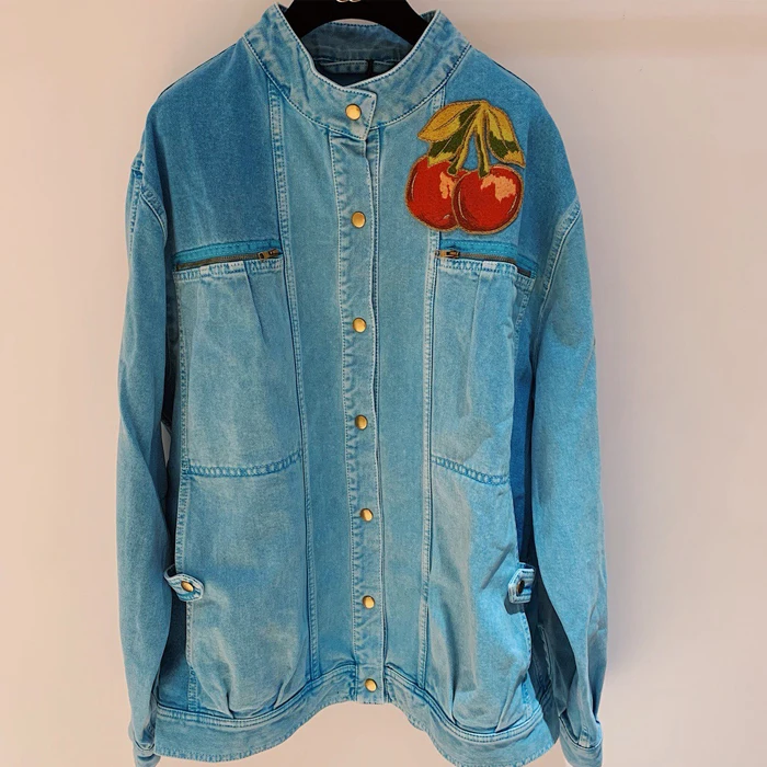 

Women's Spring autumn Brand new design high quality embroidery Denim jackets Fashion women loose denim coat B364