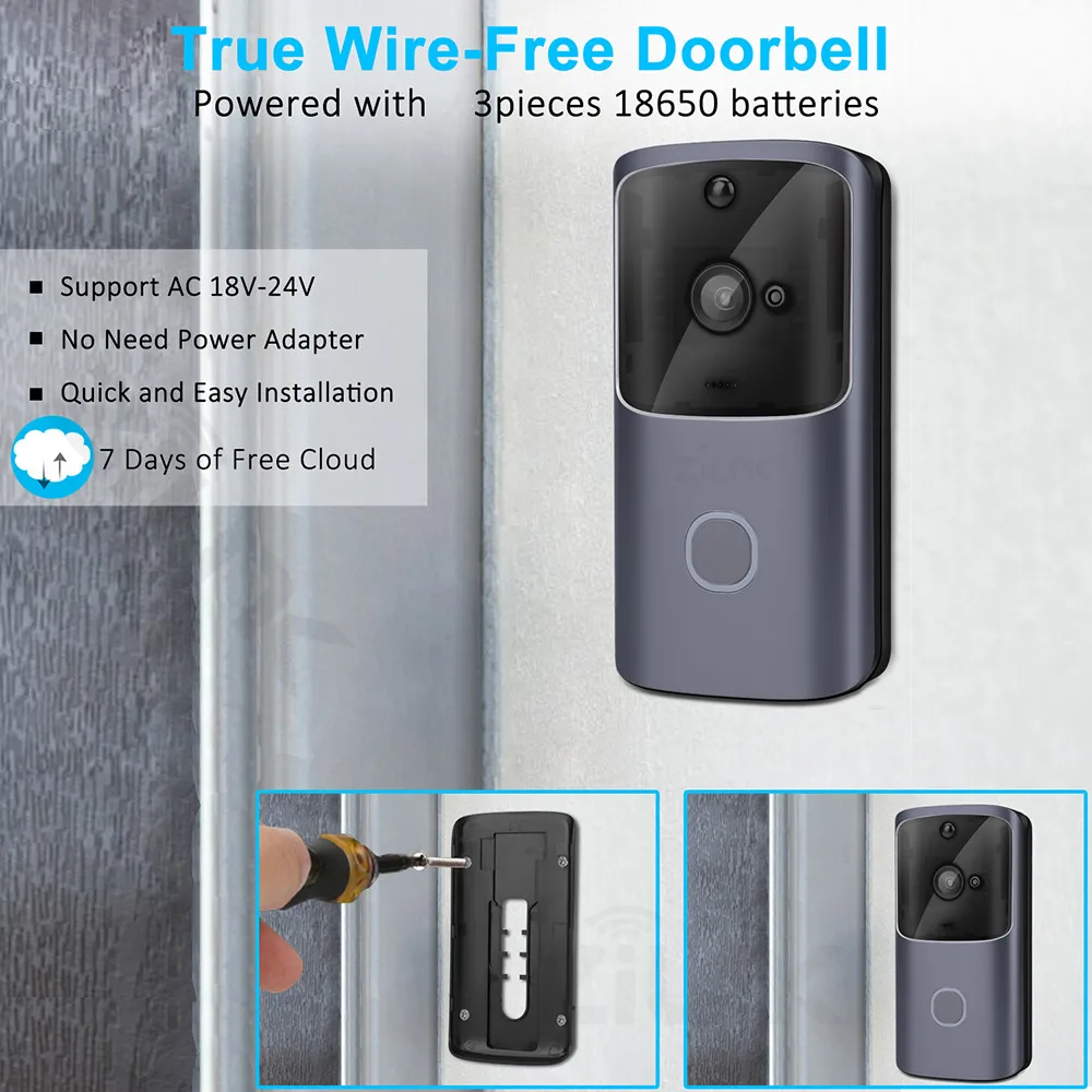 ZILNK Умный домашний дверной звонок wifi беспроводной видеодомофон дверной звонок камера монитор батарейный пульт дистанционного управления iOS Android