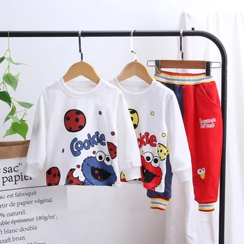 

2020 Boys' Spring and Autumn Set New Children's Korean Cartoon Big Mouth Round Neck Two-piece Children's Wear