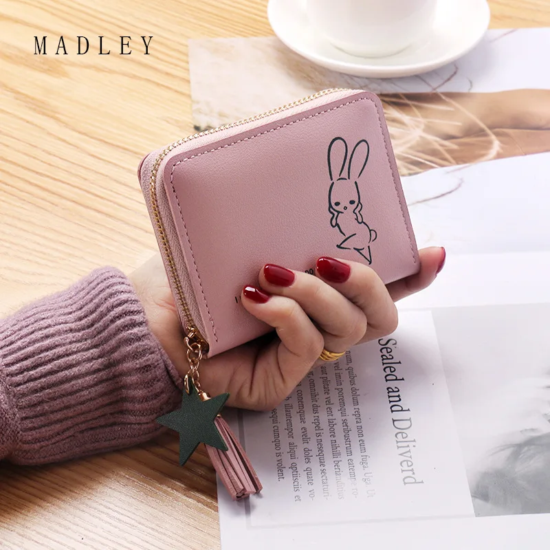 

2019 New Style Women's Wallet Women's Short Korean-style Trendy Letters Bunny Clutch Zipper