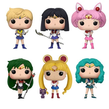 

Sailor Moon Action Figure Toy Chibiusa Tenoh Haruka Kaiou Michiru Meiou Setsuna Sailor Saturn 10cm PVC Model For Christmas Gift