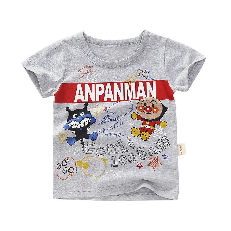 Новая детская футболка с принтом «Marvel Anpanman» летние детские футболки для маленьких мальчиков и девочек с героями мультфильмов хлопковые футболки, топы для малышей от 18 месяцев до 8 лет - Цвет: 3294B M Gray