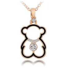 Милые ожерелья медведь кулон Дамы Золото кубический цирконий ожерелье Мода длинный кулон ожерелье женский медведь ювелирные изделия