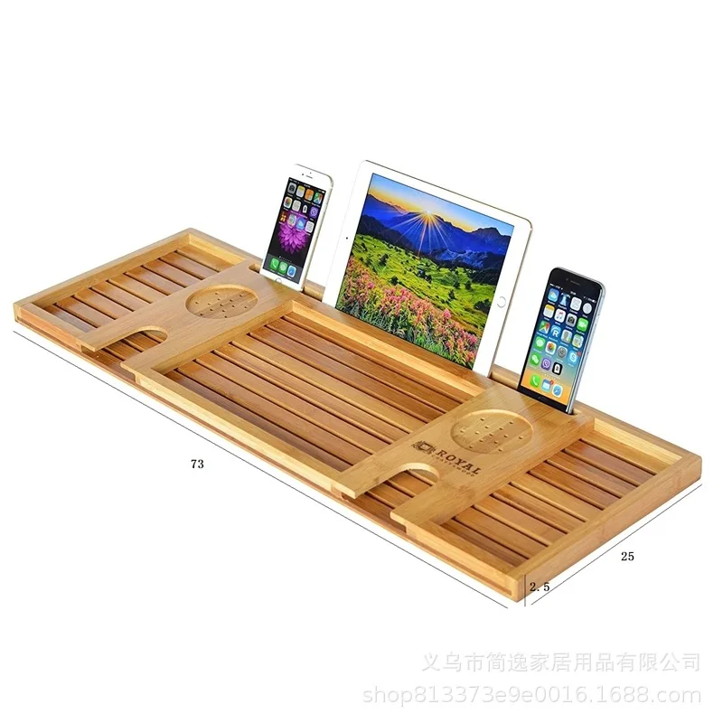 1Pc Wooden Handmade Bath Tray Bathroom Shelves Apply For Pad/Book/Tablet Home Bathrooms Accessories Bathtub Rack NJ72617