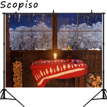 

Scopiso Christmas Backdrop Wooden Table Decoration Photography Backdrop Customized Photographic Photo Background Studio Prop