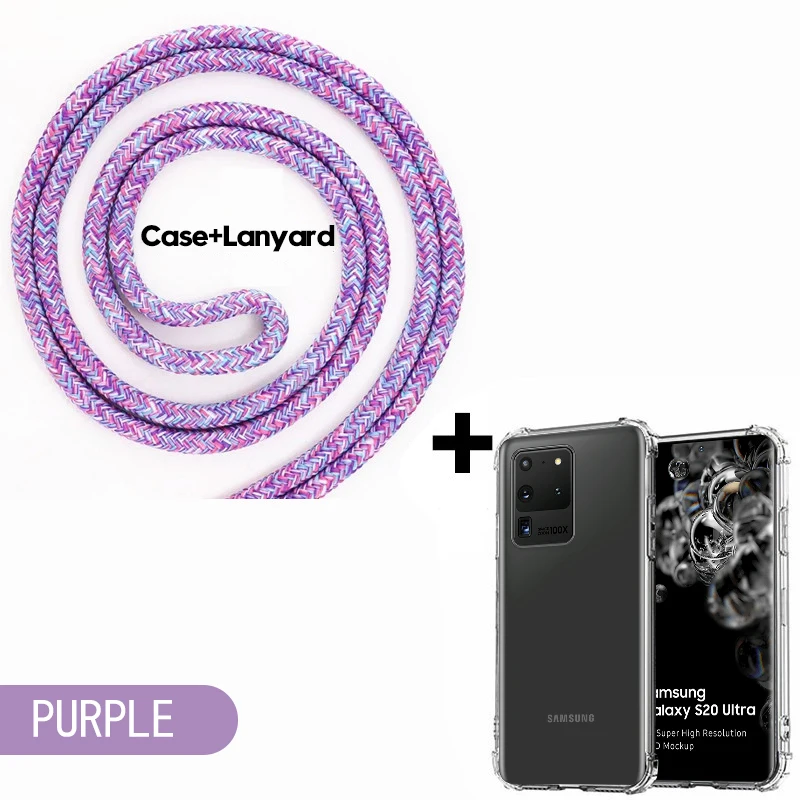 Transparent Soft Silicone Phone Case with Neck Strap Lanyard