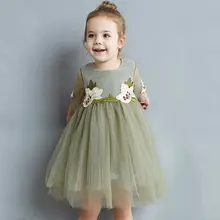 Платье принцессы на свадьбу, выпускной, день рождения, кружевное платье-пачка с цветочным рисунком для детей, платья с длинными рукавами для маленьких девочек, От 6 месяцев до 5 лет