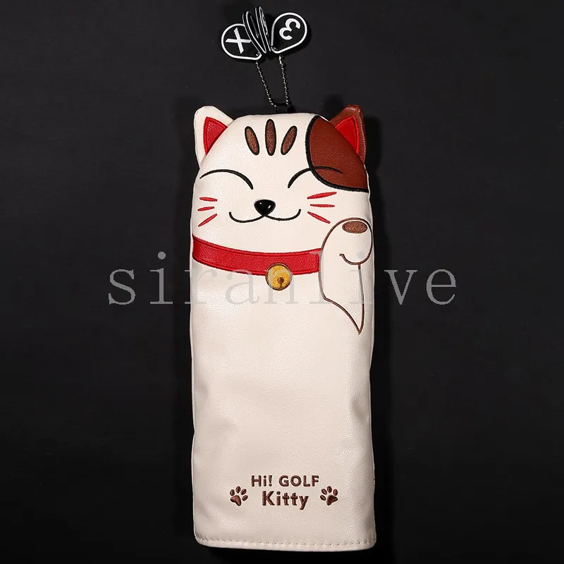 돈 고양이 PU 가죽 골프 헤드 커버, 드라이버 FW UT 유틸리티 숫자 태그 포함