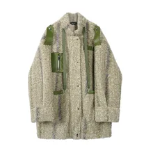 Высококачественное новое дизайнерское пальто из овечьей шерсти, Женское пальто с отложным воротником, лоскутное плюшевое пальто, женская теплая Толстая шерстяная куртка, верхняя одежда