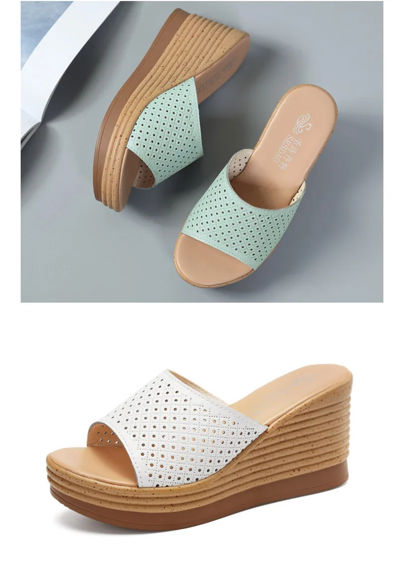 Summer Women Wedges Slippers Genuine Leather Ladies Platform Slides Open Toe Slip On Female High Heels Sandals Shoes Size 34-40 (11)