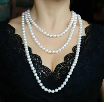 

elegant 9-10mm south sea round white pearl necklace 48inch