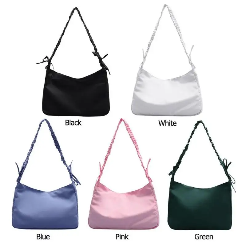 Nylon Casual Messenger Bag Women Pleated Shoulder Strap Crossbody Handbag Female Crossbody Shoulder Bags Ladies Handbags