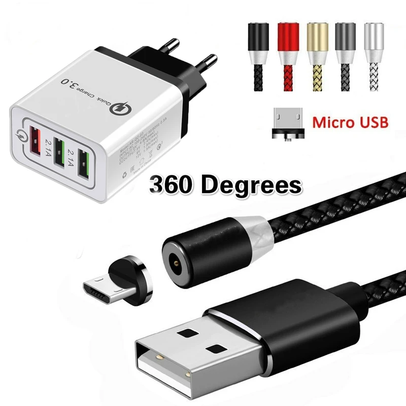 Магнитный кабель Micro USB для Xiaomi Redmi 7 7A 6A Note 6 Pro Huawei Y7 Y6 Y5 Prime 2019 2018 QC 3 0 быстрое