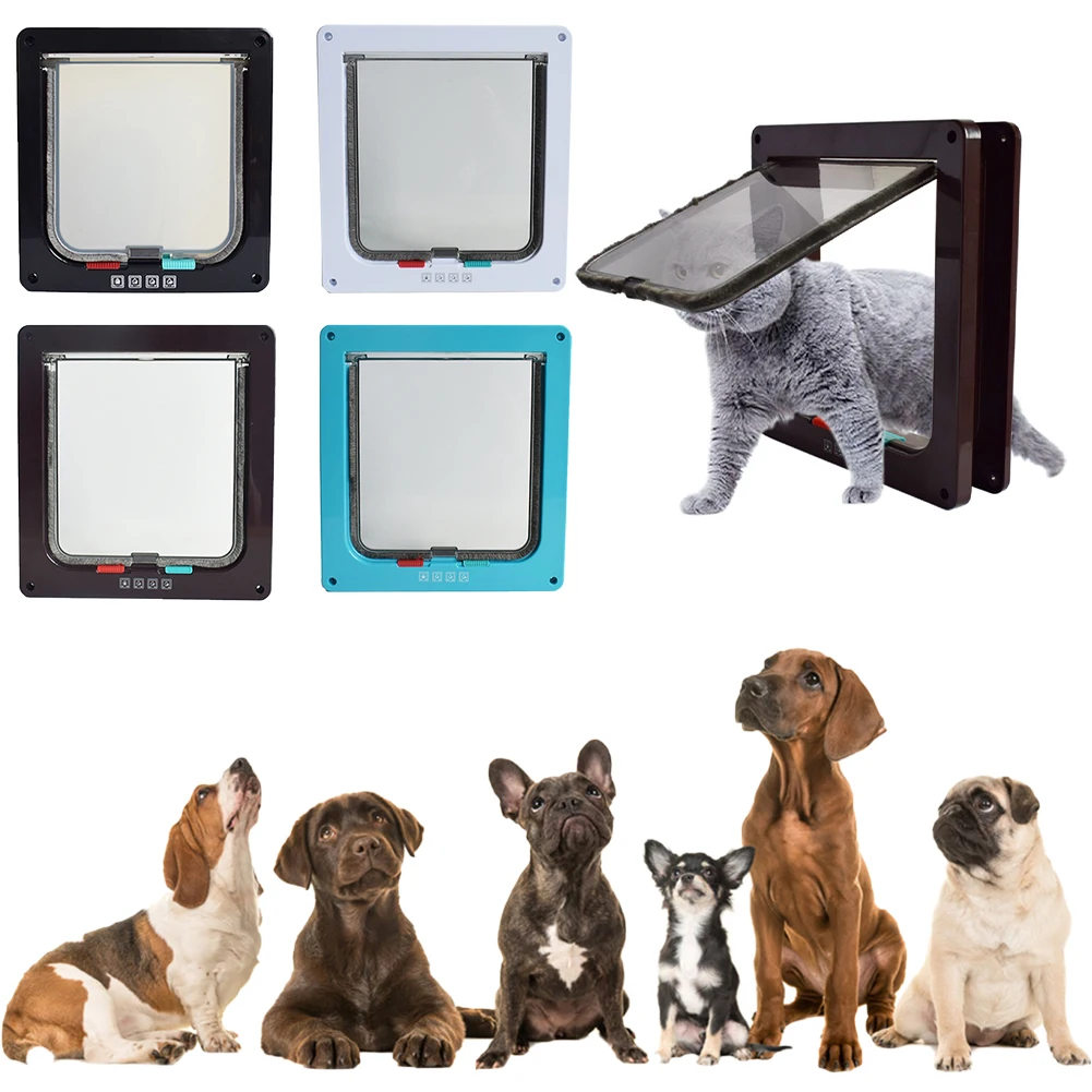 

Lockable Dog Cat Door Security Flap Door Plastic Animal Small Pet Cat Dog Gate Doors For Pets Pet Supplies