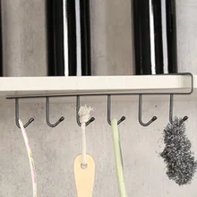 6 haczyki uchwyt na kubek powiesić uchwyt kuchenny do przechowywania półka wisząca wieszak łazienka Home organizer hak wieszak regał magazynowy(China)