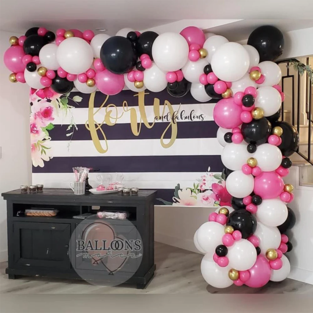 Birthday Party Decorations Hot Pink | Pink Balloons Garland Kit Black -  152pcs Black - Aliexpress