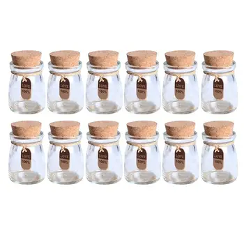 

12 Pcs 100ML Glass Favor Jars with Cork Lids Mason Jar Wedding Apothecary Jars Honey Pot Bottles with Personalized Label Tags