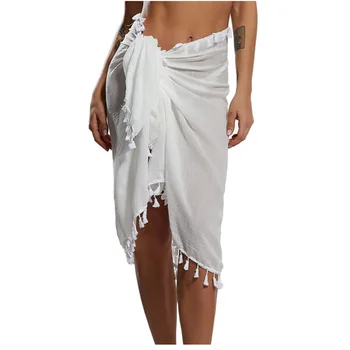 

Sexy Women Beach Bikini Cover Up Solid Pareo Chiffon Wrap Skirt Sarong Beachwear Bathing Suit Swimsuit Skirts New