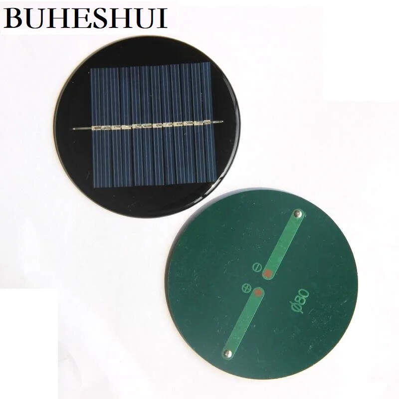 BUHESHUI 0.42W 6V Solar Panel DIY Solar Battery Charger LED Light Toy Panel Polycrystalline Diameter 80MM 5pcs