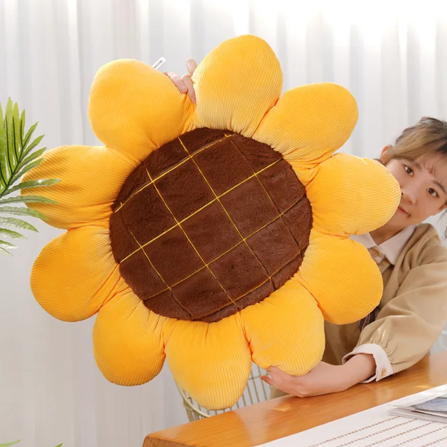 40/50/70cm New Sunflower Stuffed Plants Soft Plush Seat Cushion Throw Pillow For Sofa Chair Indoor Floor 1