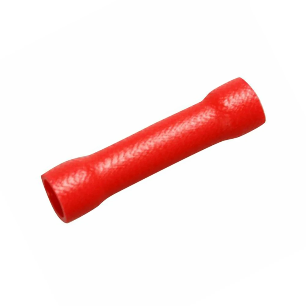 100pcs Red Vinyl Butt Wire Connectors Crimp Terminals Electrical 22-18 AWG Brand new and high quality