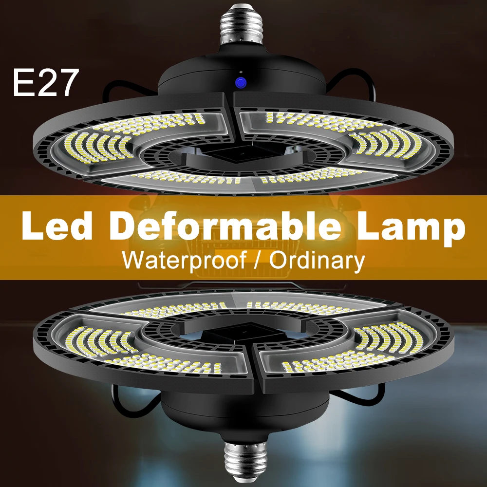 

E26 Deformable LED Garage Lamp 60W 80W 100W 120W LED Ceiling Light AC 220V 360 Degrees Folding Lights For Workshop E27 LED Bulb