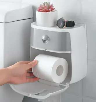 

Toilet Paper Holder Rack Wall Mount Toilet Paper Tray Waterproof Tissue Box Roll Paper Tube Bathroom Storage Box Organizer