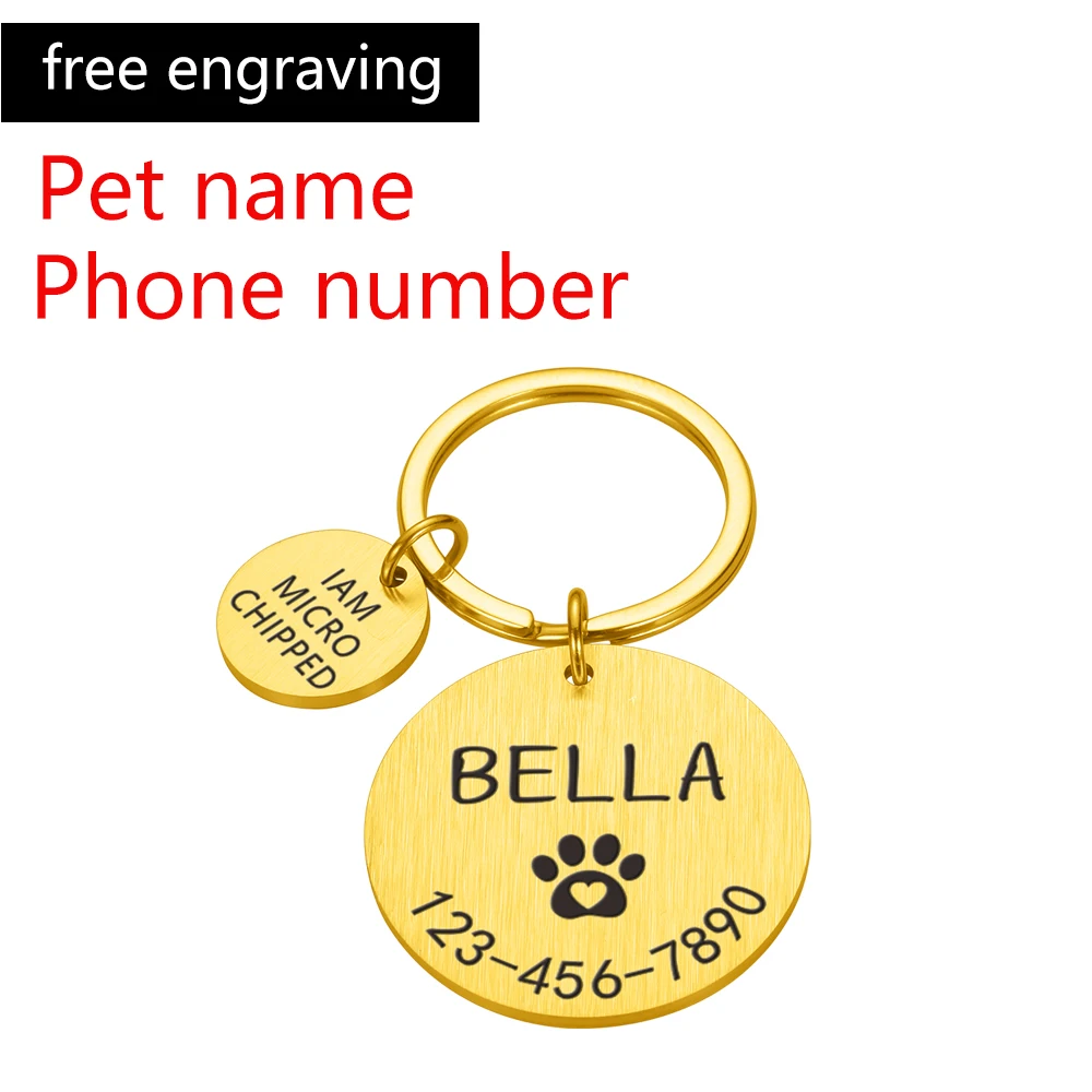 Personalized Dog Pet ID Tag Engraved Name Phone Bone Flower Pet ID Name for Cat Puppy Dog Tag Pendant Keyring Pet Accessories hot dog collars Dog Collars