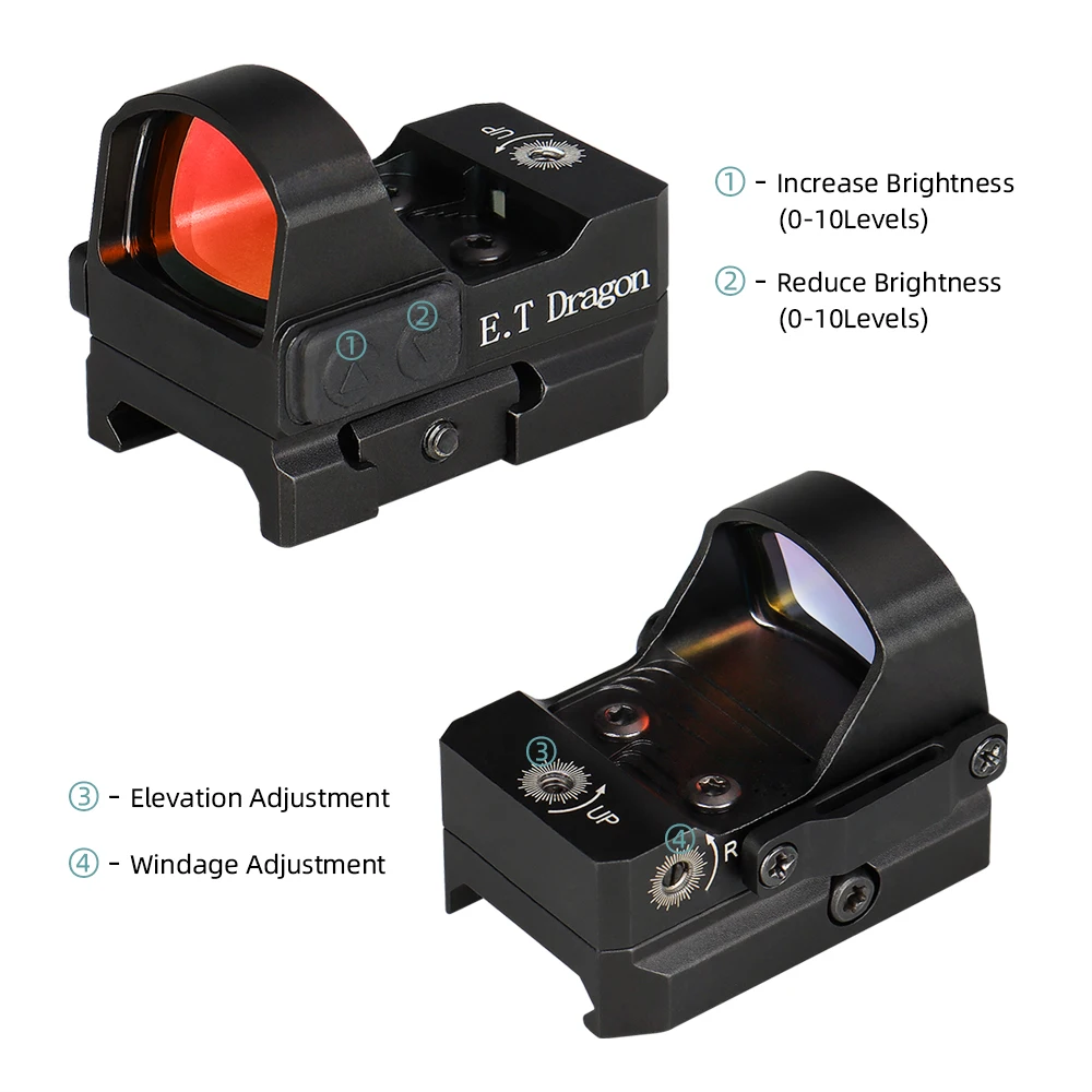 E.T Dragon 1x17x24 AR15 M4 AK47 пистолет Red Dot Scope 9 мм Мини прицел с 2 м Водонепроницаемость