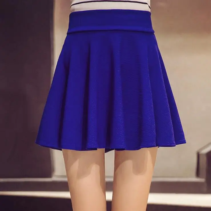 royal blue Faldas Mujer Moda тонкая мини-юбка с эластичной резинкой на талии, женские плиссированные юбки, короткие, большие размеры, L0059 - Цвет: royal blue