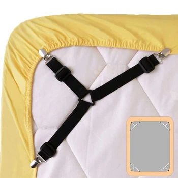 

12Pcs Adjustable Bed Sheet Band Holder Straps with Grippers Clip, Premium Elastic Strap Fasteners Clips, Heavy Duty Triple-corne