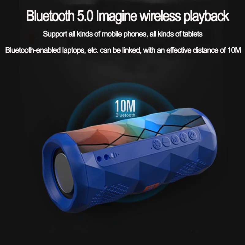 TG167 Portable Speakers, LED Sounbar Button Control Bluetooth Bass Cool Color Polygonal Design Waterproof Wireless Loudspeaker TG167 Portable Speakers, LED Sounbar Button Control Bluetooth Bass Cool Color Polygonal Design Waterproof Wireless Loudspeaker