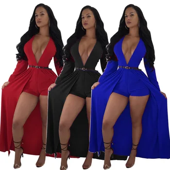 

Lazada Stand Independently in Autumn 2019 Women's Overall Sexy Nightclub Long Sleeve Cloak Casual Women's Pants