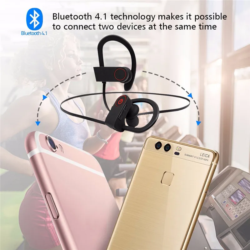 Fones de Ouvido Bluetooth Ipx7 à Prova Dwireless Água sem Fio Esportes Baixo Fones com Microfone para Iphone Xiaomi Huawei Noise Canceling Headphone Bleutooth Headphones Phones Bluetooth u8 4.1 - Image 5