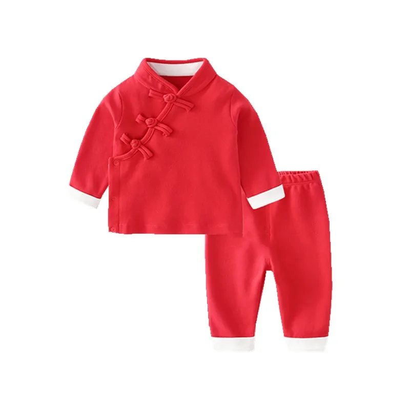 

Baby Boys Girls Chinese Red Clothes Set Long Sleeve Traditional Tops with Long Pants 2020 Chinese New Year Costume Baby Set