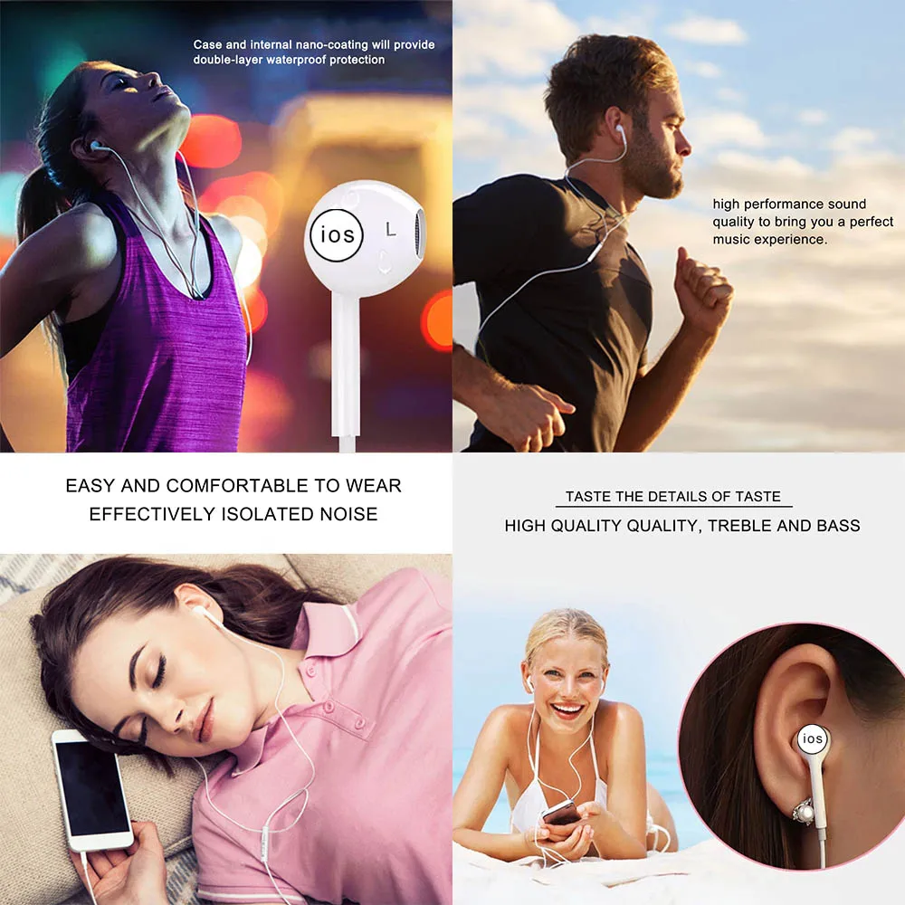 Для iPhone 7 стерео наушники с микрофоном Проводные Bluetooth Шумоподавление для 8 Plus X XS