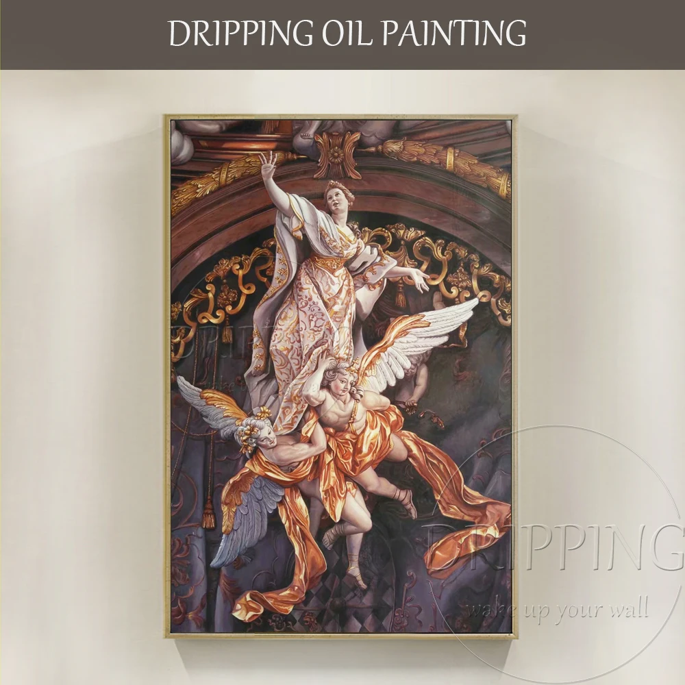 

Professional Artist Hand-painted High Quality Classical Europe Portrait Sculpture Oil Painting Special Europe Angel Oil Painting