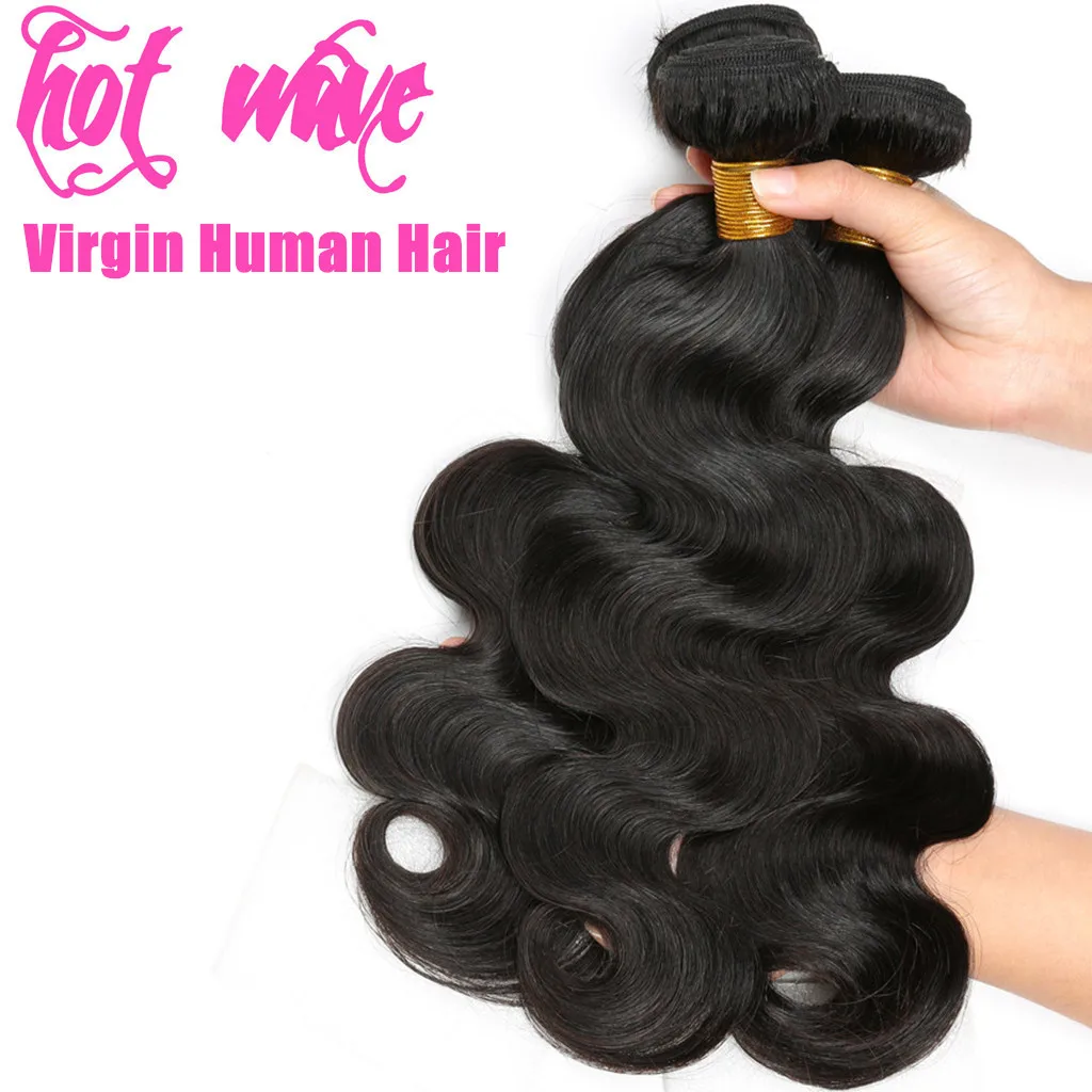 

Hot Wave Cuticle Aligned Raw Brazilian Virgin Human Hair Weaving Bundles Extension for Women Natural Black Body Wave Weft