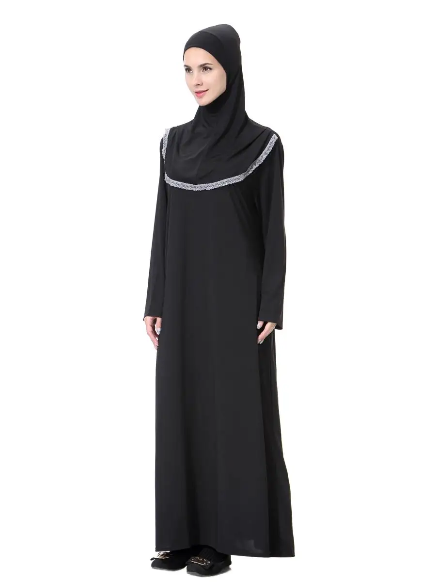 Арабское дубайское мусульманское женское платье с длинным рукавом+ шляпа исламский джильбаб абайя одежда с длинным рукавом Верхняя молитва кафтан одежда