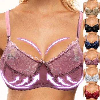 

Hot Selling Embroidery Large Size Dropshipping Bras For Women Sexy Lingerie Underwire Lace Bralette Ultra Thin