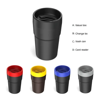 

Car Four-in-one Multi-function Storage Bucket Trash Can Tissue Box Cans Card Holder Tube Accessories Portable Garbage Bin Autos