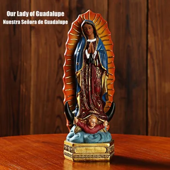 Statue de notre dame de Guadalupe du mexique, Sculpture catholique en résine, décoration religieuse pour la maison et le bureau, artisanat d'ornement 1