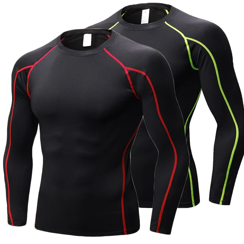 Футболка с длинным рукавом компрессионная рубашка для мужчин фитнеса спортзала