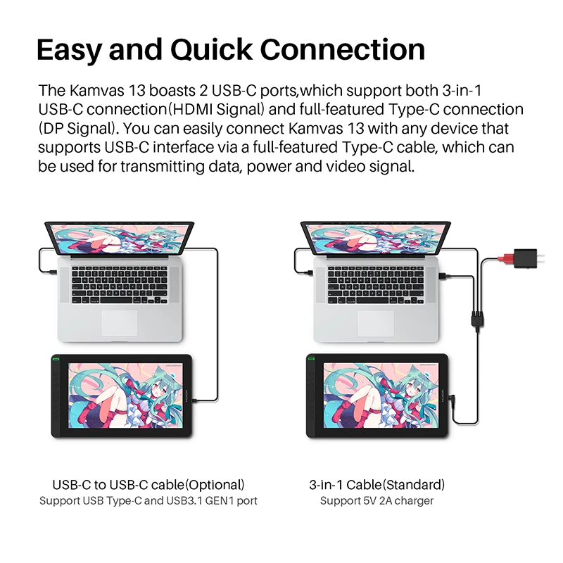 HUION Kamvas 13 Graphic Tablet Monitor 120%sRGB Battery-Free Pen Display Drawing Monitor 8192 Levels Pen with Express Keys Gamut - Image 6