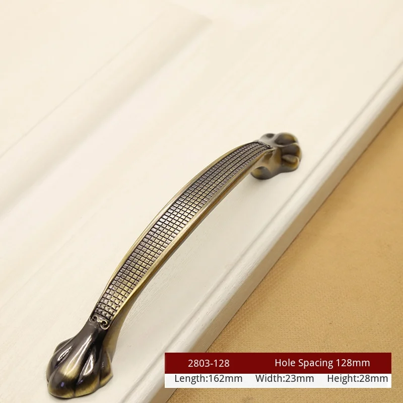 JD Античная бронзовая ручка Европейский Шкаф Дверь ящика классический винтажный ручной цинковый сплав твердая зеленая старинная ручка - Цвет: 2803-C.C128mm