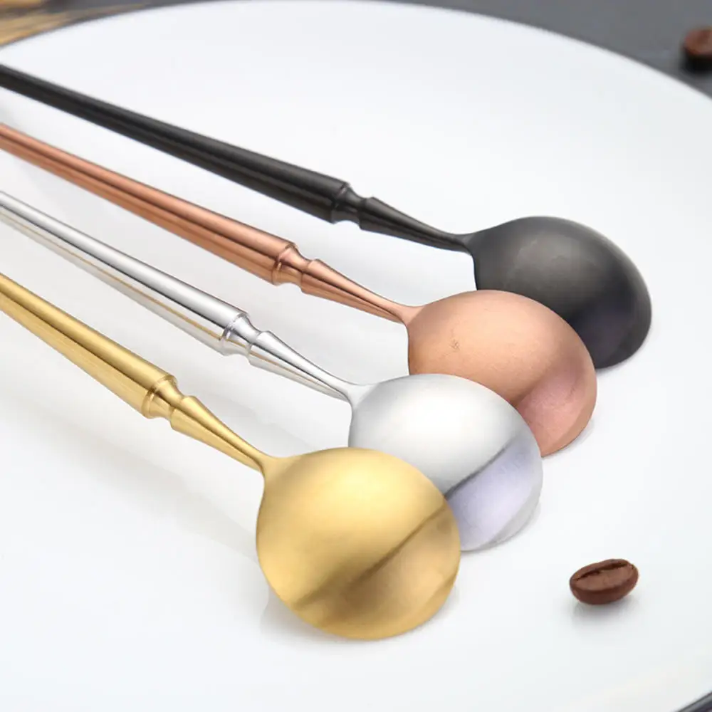 Coffee Tea Stir Spoon Long Handle Ice Cream Dessert Spoons Eco-Friendly Stainless Steel Tableware Kitchen Supplies